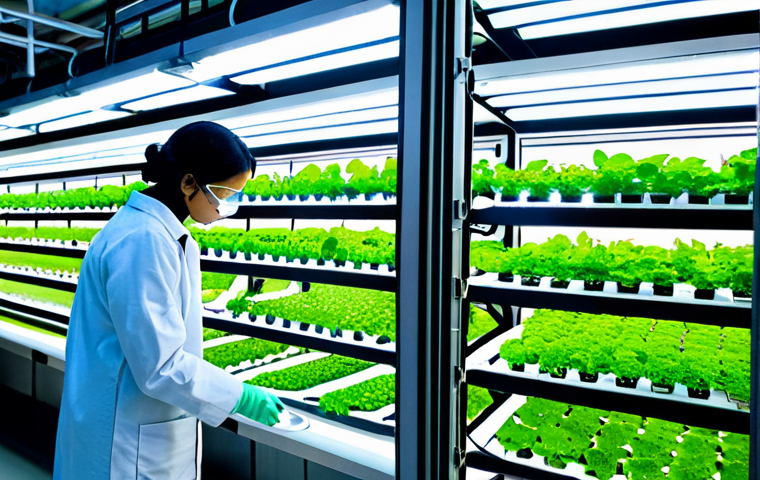 Vertical Farm Interior**

"A bright, indoor vertical farm. Rows of leafy greens and herbs are growing under LED lights in a multi-tiered system. Robotic arms are tending to the plants. Scientists in lab coats are monitoring the growth. Modern, clean, and futuristic. Safe for work, appropriate content, fully clothed, professional, perfect anatomy, natural proportions, family-friendly, high resolution, detailed."

**