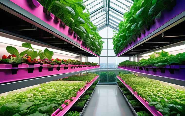 환경친화적인 식량 생산 기술 - **Prompt for Vertical Farming:**
    "A breathtakingly futuristic indoor vertical farm, bustling wit...