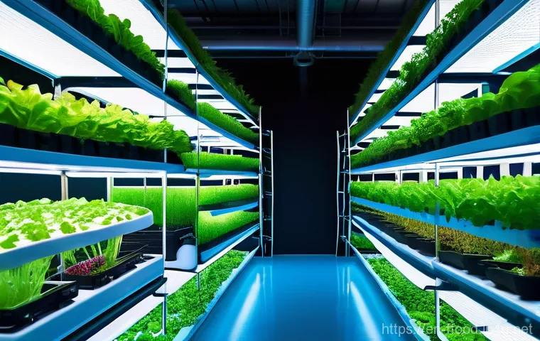 미래식량 혁신 기술 - Futuristic Urban Vertical Farm and Sustainable Harvest**
A breathtaking, vibrant indoor vertical far...