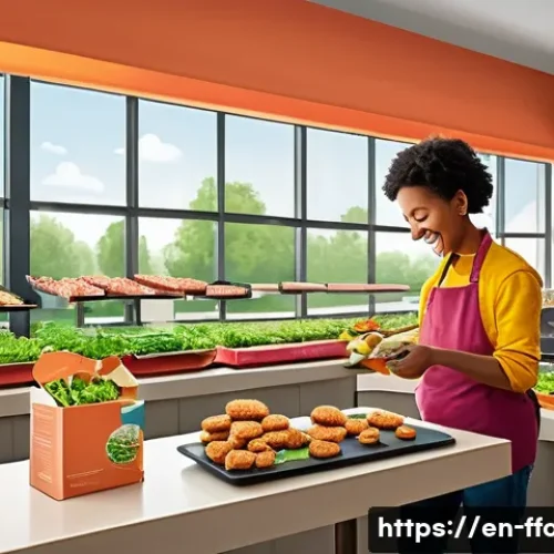 Home 12 비욘드미트 임파서블푸드 - **Prompt:** A dynamic and vibrant illustration showcasing the evolution and mainstream adoption of p...