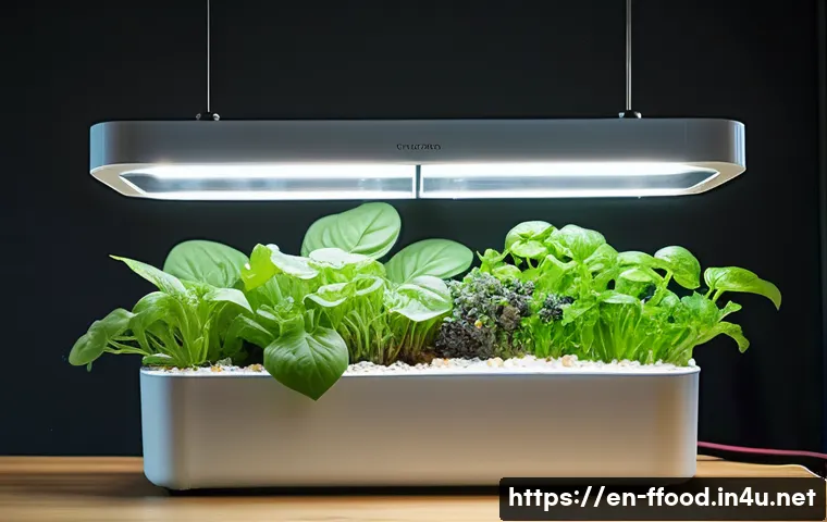 지속 가능한 수경재배 - A modern indoor hydroponic garden setup featuring deep water culture (DWC) system with vibrant leafy...