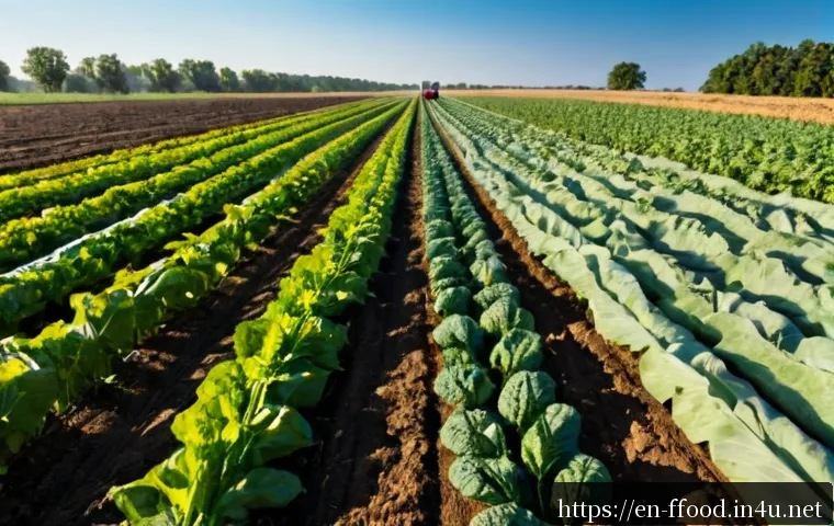 식량 안보와 기후 변화 - Photorealistic wide-angle view of a diverse family farm in the American Midwest during a severe drou...